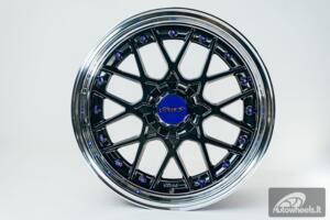 HART HR83 R19X10J 5X114.3/5X120 ET15 CB:74.1 Dark Hyper black and Diamond cut with Blue rivets