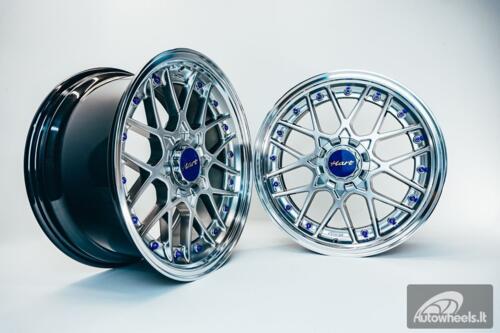 HART HR83 R19X9J 5X112/5X114.3 ET30 CB:73.1 Hyper black and Diamond cut lip with Blue rivets