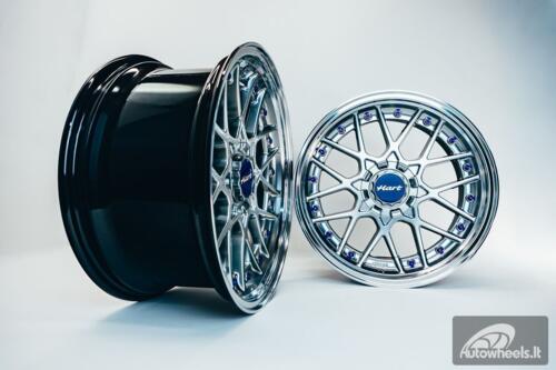 HART HR83 R19X9J 5X112/5X114.3 ET30 CB:73.1 Hyper black and Diamond cut lip with Blue rivets