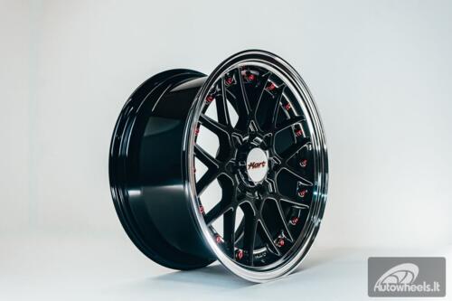 HART HR83 R19X9J 5X114.3/5X120 ET20 CB:74.1 Dark Hyper black and Diamond cut lip with Red rivets