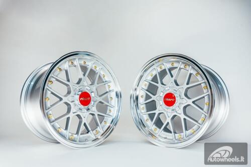HART HR83 R19X9J 5X114.3/5X120 ET20 CB:74.1 Silver and Diamond cut lip with Gold rivets