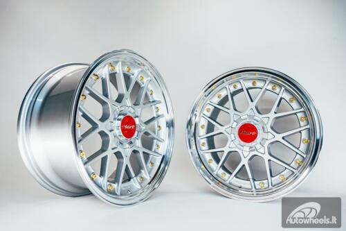 HART HR83 R19X9J 5X114.3/5X120 ET20 CB:74.1 Silver and Diamond cut lip with Gold rivets