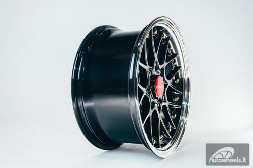 HART HR83 R19X9J 5X114.3/5X120 ET20 CB:74.1 Dark Hyper black and Diamond cut lip with Gold rivets