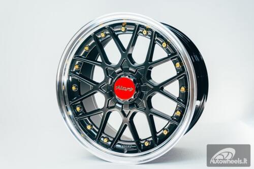 HART HR83 R19X9J 5X114.3/5X120 ET20 CB:74.1 Dark Hyper black and Diamond cut lip with Gold rivets