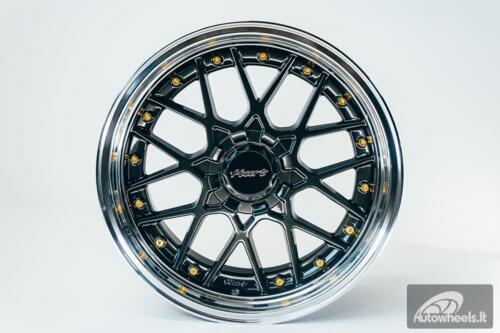 HART HR83 R19X10J 5X114.3/5X120 ET15 CB:74.1 Dark Hyper black and Diamond cut with Gold rivets