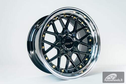 HART HR83 R19X10J 5X114.3/5X120 ET15 CB:74.1 Dark Hyper black and Diamond cut with Gold rivets