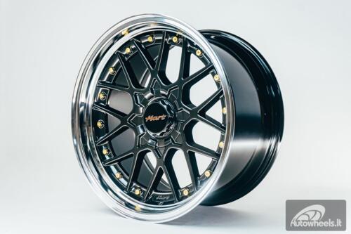 HART HR83 R19X10J 5X114.3/5X120 ET15 CB:74.1 Dark Hyper black and Diamond cut with Gold rivets