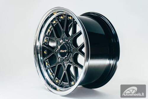 HART HR83 R19X10J 5X114.3/5X120 ET15 CB:74.1 Dark Hyper black and Diamond cut with Gold rivets