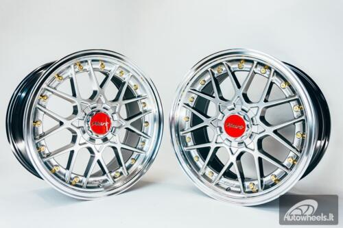 HART HR83 R19X9J 5X100/5X108 ET30 CB:73.1 Hyper black and Diamond cut lip with Gold rivets