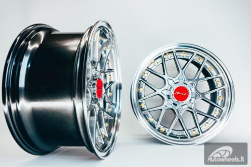 HART HR83 R19X9J 5X100/5X108 ET30 CB:73.1 Hyper black and Diamond cut lip with Gold rivets