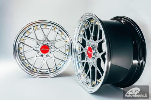 HART HR83 R19X9J 5X112/5X114.3 ET30 CB:73.1 Hyper black and Diamond cut lip with Gold rivets