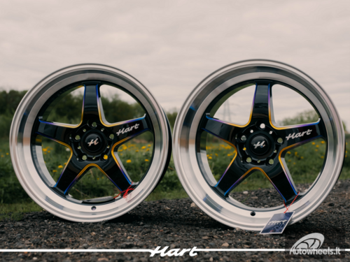 Ratlankis HART HR77 R18X8.5J 5X114.3 ET30 CB:73.1 Black with Mirror Cut lip Lip and Neo Chrome