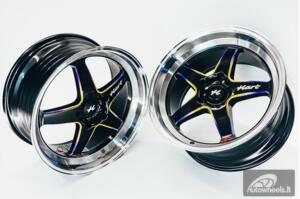 Ratlankis HART HR77 R18X8.5J 5X114.3 ET30 CB:73.1 Black with Mirror Cut lip Lip and Neo Chrome