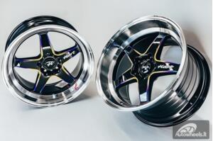 Ratlankis HART HR77 R18X9.5J 5X114.3 ET22 CB:73.1 Black with Mirror Cut lip Lip and Neo Chrome