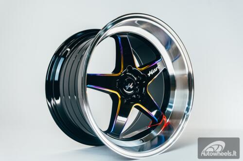 Ratlankis HART HR77 R18X10.5J 5X114.3 ET12 CB:73.1 Black with Mirror Cut lip Lip and Neo Chrome