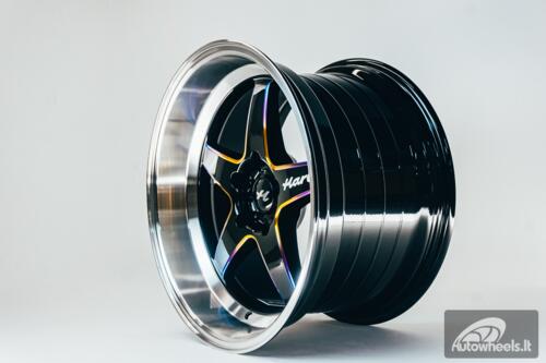 Ratlankis HART HR77 R18X10.5J 5X114.3 ET12 CB:73.1 Black with Mirror Cut lip Lip and Neo Chrome