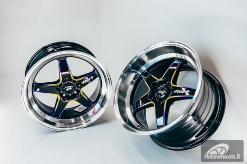 Ratlankis HART HR77 R18X10.5J 5X114.3 ET12 CB:73.1 Black with Mirror Cut lip Lip and Neo Chrome