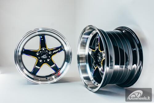 Ratlankis HART HR77 R18X10.5J 5X114.3 ET12 CB:73.1 Black with Mirror Cut lip Lip and Neo Chrome