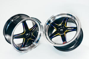 Ratlankis HART HR77 R18X8.5J 5X120 ET30 CB:74.1 Black with Mirror Cut lip Lip and Neo Chrome