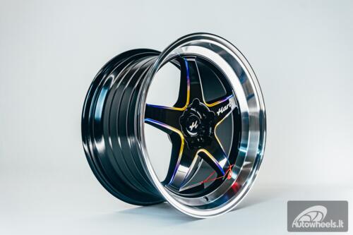 Ratlankis HART HR77 R18X9.5J 5X120 ET22 CB:74.1 Black with Mirror Cut lip Lip and Neo Chrome