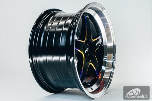 Ratlankis HART HR77 R18X9.5J 5X120 ET22 CB:74.1 Black with Mirror Cut lip Lip and Neo Chrome