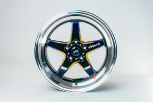 Ratlankis HART HR77 R18X9.5J 5X120 ET22 CB:74.1 Black with Mirror Cut lip Lip and Neo Chrome