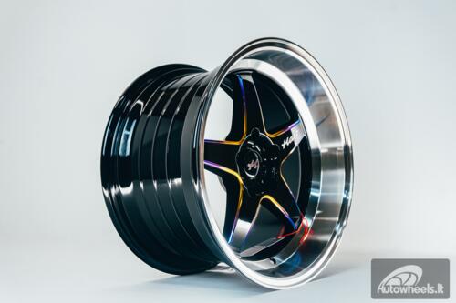 Ratlankis HART HR77 R18X10.5J 5X120 ET12 CB:74.1 Black with Mirror Cut lip Lip and Neo Chrome