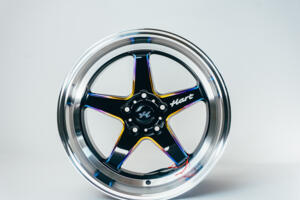Ratlankis HART HR77 R18X10.5J 5X120 ET12 CB:74.1 Black with Mirror Cut lip Lip and Neo Chrome