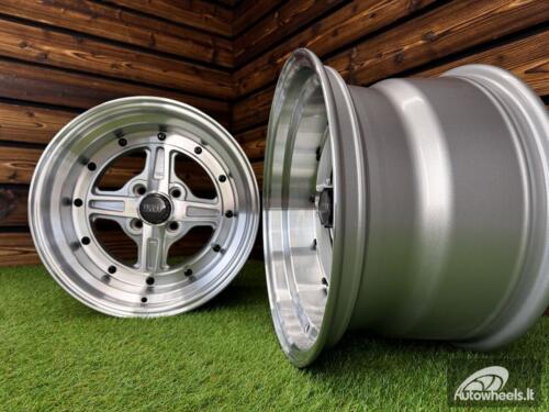 Ratlankis Work Equip 01 Style R15X9J 4X100 ET0 73.1 Silver with Diamond Cut and Black Rivets