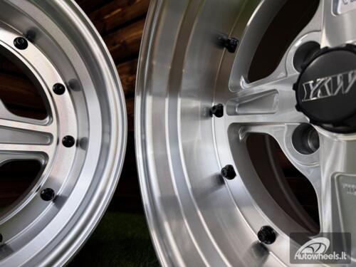 Ratlankis Work Equip 01 Style R15X9J 4X100 ET0 73.1 Silver with Diamond Cut and Black Rivets