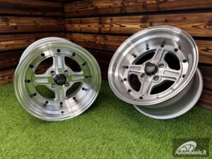 Ratlankis Work Equip 01 Style R15X9J 4X100 ET0 73.1 Silver with Diamond Cut and Black Rivets