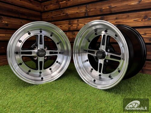 Ratlankis Work Equip 01 Style R15X9J 4X100 ET0 73.1 Black with Diamond Cut and Black Rivets