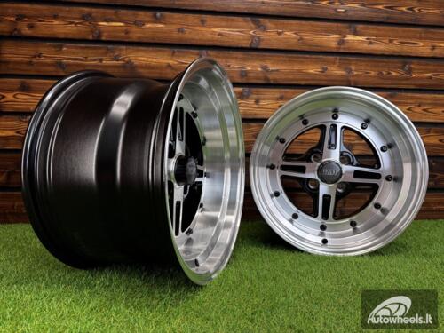 Ratlankis Work Equip 01 Style R15X9J 4X100 ET0 73.1 Black with Diamond Cut and Black Rivets