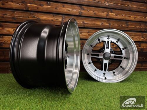 Ratlankis Work Equip 01 Style R15X9J 4X100 ET0 73.1 Black with Diamond Cut and Black Rivets