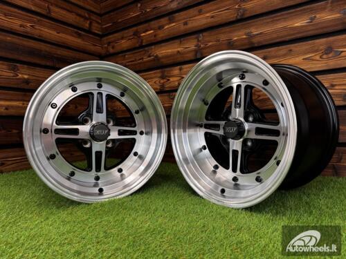 Ratlankis Work Equip 01 Style R15X9J 4X100 ET0 73.1 Black with Diamond Cut and Black Rivets