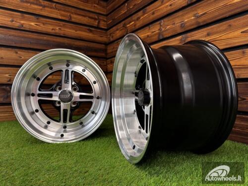 Ratlankis Work Equip 01 Style R15X9J 4X100 ET0 73.1 Black with Diamond Cut and Black Rivets