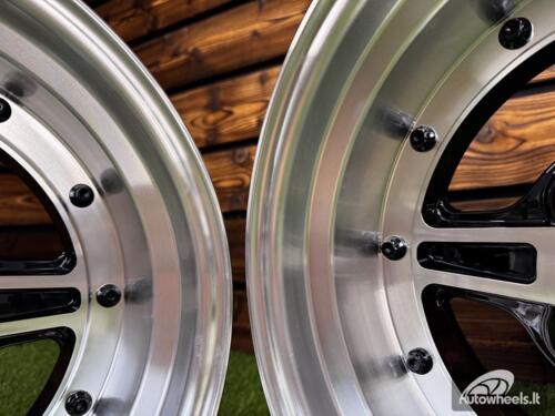 Ratlankis Work Equip 01 Style R15X9J 4X100 ET0 73.1 Black with Diamond Cut and Black Rivets