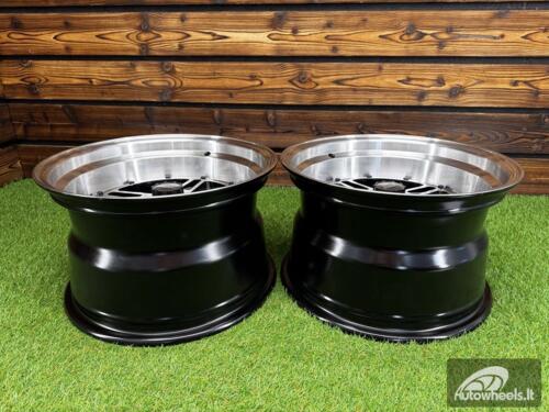 Ratlankis Work Equip 01 Style R15X9J 4X100 ET0 73.1 Black with Diamond Cut and Black Rivets
