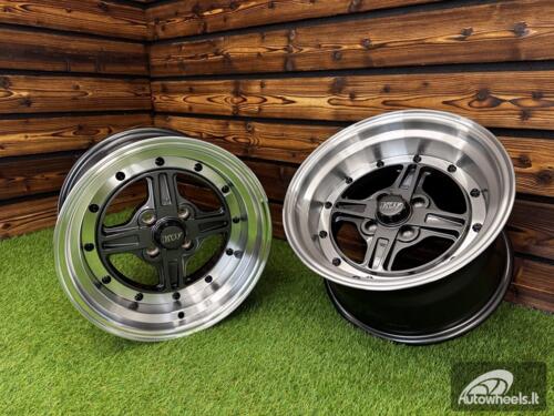 Ratlankis Work Equip 01 Style R15X8J 4X100 ET0 73.1 Grey with Diamond Cut Lip and Black Rivets