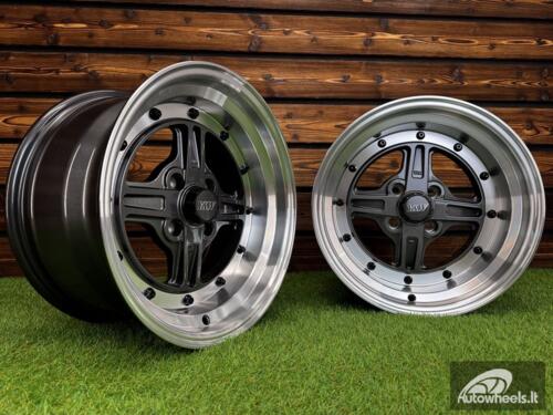 Ratlankis Work Equip 01 Style R15X8J 4X100 ET0 73.1 Grey with Diamond Cut Lip and Black Rivets