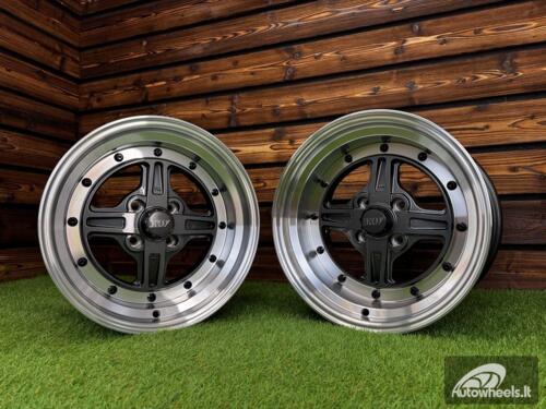 Ratlankis Work Equip 01 Style R15X9J 4X100 ET0 73.1 Grey with Diamond Cut Lip and Black Rivets