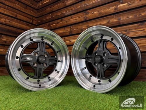 Ratlankis Work Equip 01 Style R15X9J 4X100 ET0 73.1 Grey with Diamond Cut Lip and Black Rivets