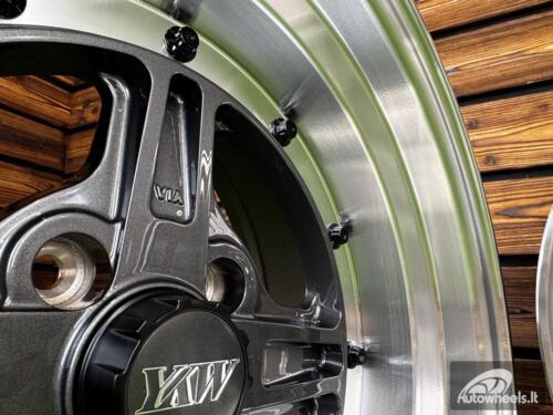 Ratlankis Work Equip 01 Style R15X9J 4X100 ET0 73.1 Grey with Diamond Cut Lip and Black Rivets