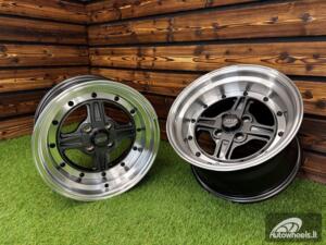 Ratlankis Work Equip 01 Style R15X9J 4X100 ET0 73.1 Grey with Diamond Cut Lip and Black Rivets