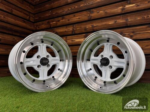 Ratlankis Work Equip 01 Style R15X9J 4X100 ET0 73.1 White with Diamond Cut and Black Rivets