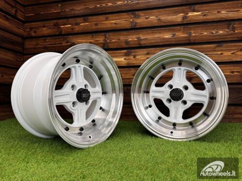 Ratlankis Work Equip 01 Style R15X9J 4X100 ET0 73.1 White with Diamond Cut and Black Rivets