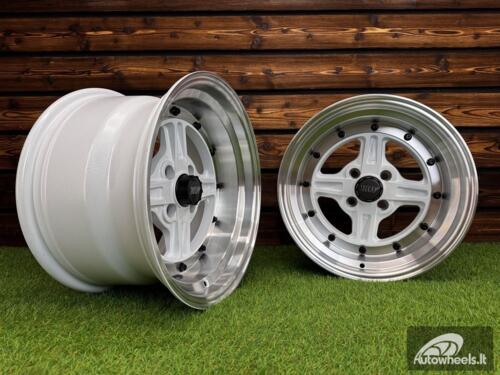 Ratlankis Work Equip 01 Style R15X9J 4X100 ET0 73.1 White with Diamond Cut and Black Rivets