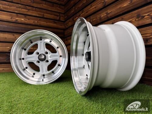 Ratlankis Work Equip 01 Style R15X9J 4X100 ET0 73.1 White with Diamond Cut and Black Rivets