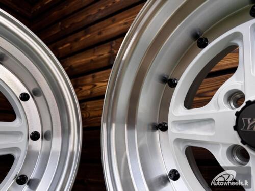 Ratlankis Work Equip 01 Style R15X9J 4X100 ET0 73.1 White with Diamond Cut and Black Rivets