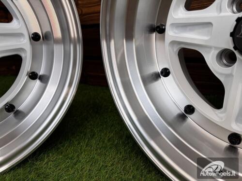 Ratlankis Work Equip 01 Style R15X9J 4X100 ET0 73.1 White with Diamond Cut and Black Rivets